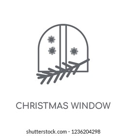 Christmas window linear icon. Modern outline Christmas window logo concept on white background from Christmas collection. Suitable for use on web apps, mobile apps and print media.