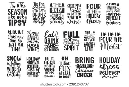 Bolsa de Vino de Navidad, Bolsa de Vinos de Navidad Citas de Archivos EPS para Cortar Máquinas Cameo Cricut, Citas divertidas, tipografía dibujada a mano, cita b