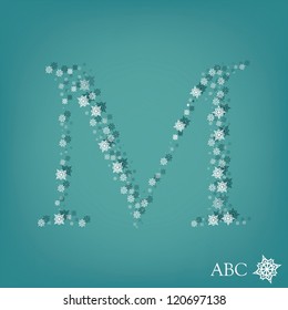 Christmas and winter abc with snowflakes-M