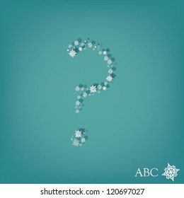 Christmas and winter abc with snowflakes-question mark