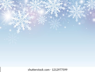 Christmas and winter background design of white snowflake with copy space vector illustration