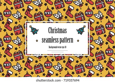 Christmas winter background with different christmas stuff.