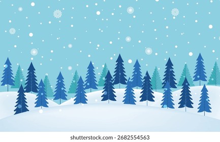 Navidades Fondo de invierno. Fondo de bosque de invierno. Paisaje del bosque de los pinos
