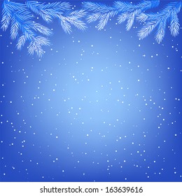 Navidades de fondo de invierno con ramas de árboles congelados en la noche