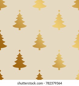 Christmas winter background with golden christmas tree pattern for wrapping and wallpaper