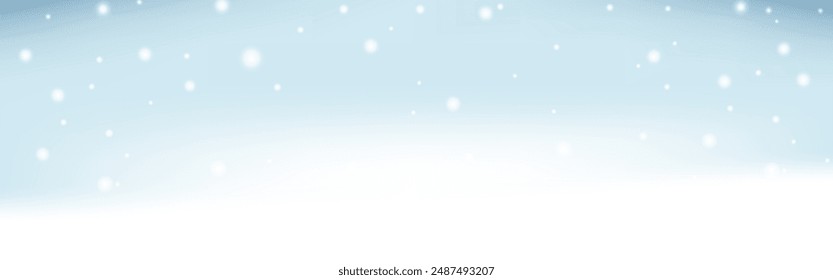 Christmas winter background. Sky blue with snowfalls. Horizontal design. Vector illustration.