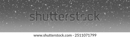 Christmas winter background from snowflakes blown by the wind on a background. White dust light png. Heavy snowfall, snowflakes in different shapes and forms.