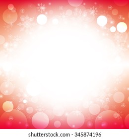 Christmas and winter background - White snowflakes on red and white border background, vector illustration