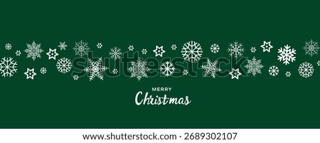 Christmas winter background with white snowflakes of various sizes creates a cheerful festive mood for holiday campaigns, winter celebrations, greeting cards. Sale banner. Vector