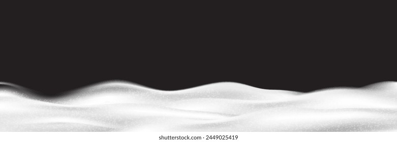 Christmas or Winter background.Isolated snow hills wavy landscape.Winter snowdrift on black background,Vector illustration element decoration for Xmas and happy new Year 2025