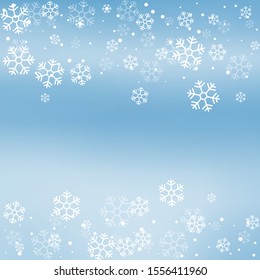 Christmas winter blue background with falling snow and snowflakes. Vector Illustration.