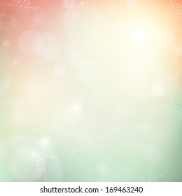 christmas winter bokeh light snowflake vector background