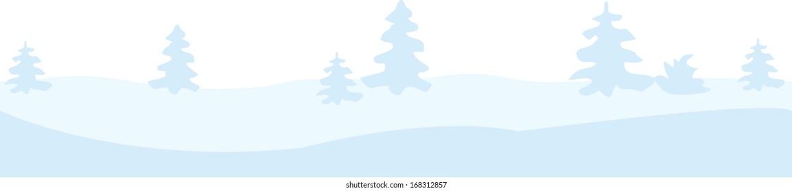 Christmas winter border with trees and snow