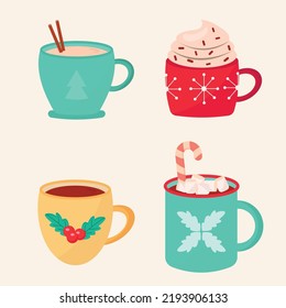 Christmas winter candy cups. Vector illustration