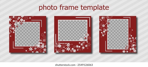 Navidad, invierno, tarjeta, conjunto, Plantilla, volante, marco, copos de nieve, fondo, Vector, ilustración, blanco, rojo, saludo, invitación, cartel, Anuncio, borde, patrón, diseño, concepto, telón de fondo, textur