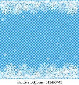 Christmas and winter clipart. The falling white snow on transparent blue background. Easy to edit