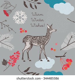 Christmas Winter deer Graphic Design.