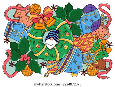 Christmas and winter design elements. Christmas background. Vector illustration for postcard, poster