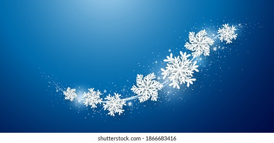 Christmas and winter design of snowflake and snow with lights on blue background vector illustration