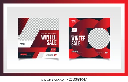 Christmas winter Fashion social media post banner or fashion sale social media post template design