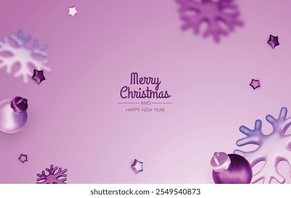 Composição festiva de Natal. Fundo colorido Xmas realista 3d objetos de design decorativos, árvore de Natal, caixas de presente, bola de xmas, confete de ouro. Feliz Ano Novo. Ilustração vetorial