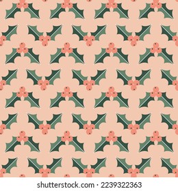 Christmas winter flowers warm pattern 