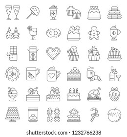 christmas and winter food icon set 1 such as wine,strawberry fondue, christmas cake decoration with mistletoe