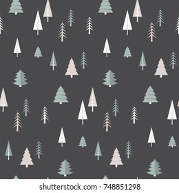 Christmas winter forest landscape . seamless pattern . Abstract Vector illustration