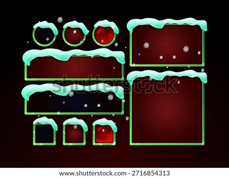christmas winter game ui panel pack snow frosty interface fantasy hud red green festive template