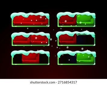 christmas winter game ui status bars snow frosty interface fantasy hud red green festive progress elements