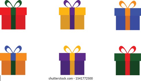 Christmas winter gift box vector set design 