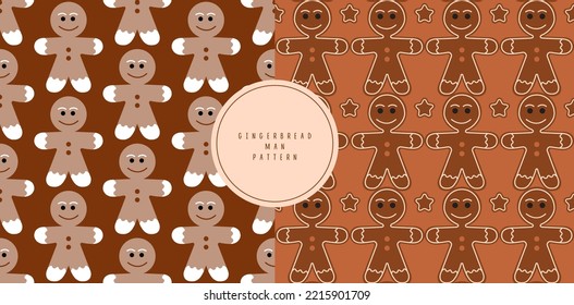 Christmas Winter gingerbread man pattern background