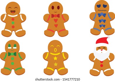 Christmas winter Gingerbread vector set design 