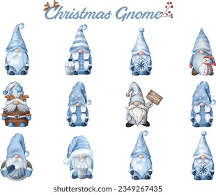 Christmas Winter Gnomes watercolor set