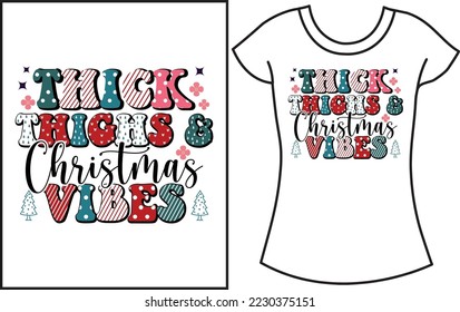 Christmas Winter groovy SVG T shirt design. Christmas gift t-shirt for the family.