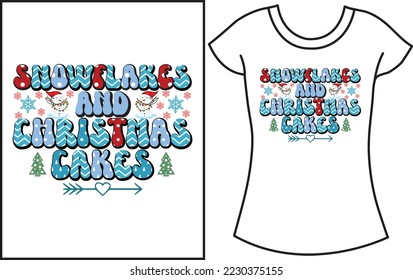 Christmas Winter groovy SVG T shirt design. Christmas gift t-shirt for the family.