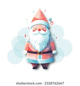 Christmas winter holiday design element. Cute Isolated Santa Claus Character Portrait.