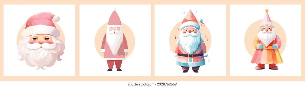 Christmas winter holiday design element. Cute Isolated Santa Claus Character Portrait.