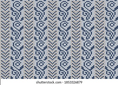 Christmas and Winter holiday knitting pattern for plaid, sweater design. Vector seamless pattern.