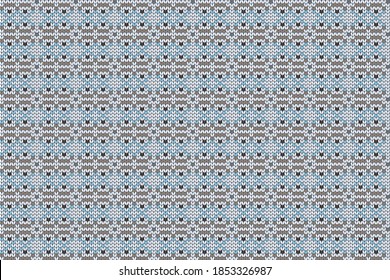 Christmas and Winter holiday knitting pattern for plaid, sweater design. Vector seamless pattern.