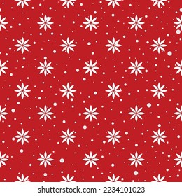 Nochebuena, vacaciones de invierno sin fisuras con nieve. Florales copas de nieve fondo navideño festivo al estilo escandinavo