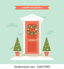 xmas door decorations clipart