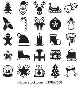 Christmas and winter icon set. Christmas and new year eve themed vector illustration icons.