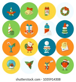 Christmas and Winter Icons Collection. Colorful. Simple and Minimalistic Style. Vector