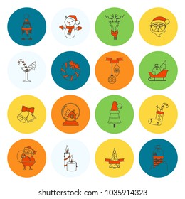 Christmas and Winter Icons Collection. Colorful. Simple and Minimalistic Style. Vector