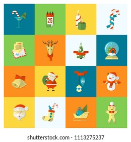 Christmas and Winter Icons Collection. Colorful. Simple and Minimalistic Style. Vector