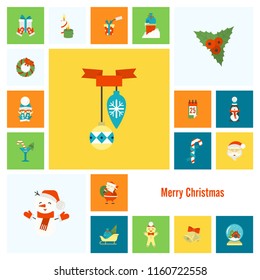 Christmas and Winter Icons Collection. Colorful. Simple and Minimalistic Style. Vector