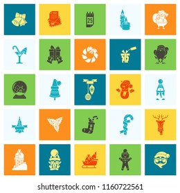Christmas and Winter Icons Collection. Colorful. Simple and Minimalistic Style. Vector