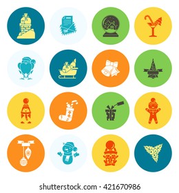 Christmas and Winter Icons Collection. Colorful. Simple and Minimalistic Style. Vector