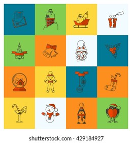 Christmas and Winter Icons Collection. Colorful. Simple and Minimalistic Style. Vector